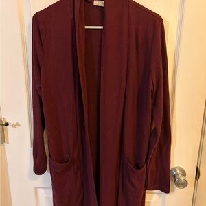 Burgundy Open Front Cardigan